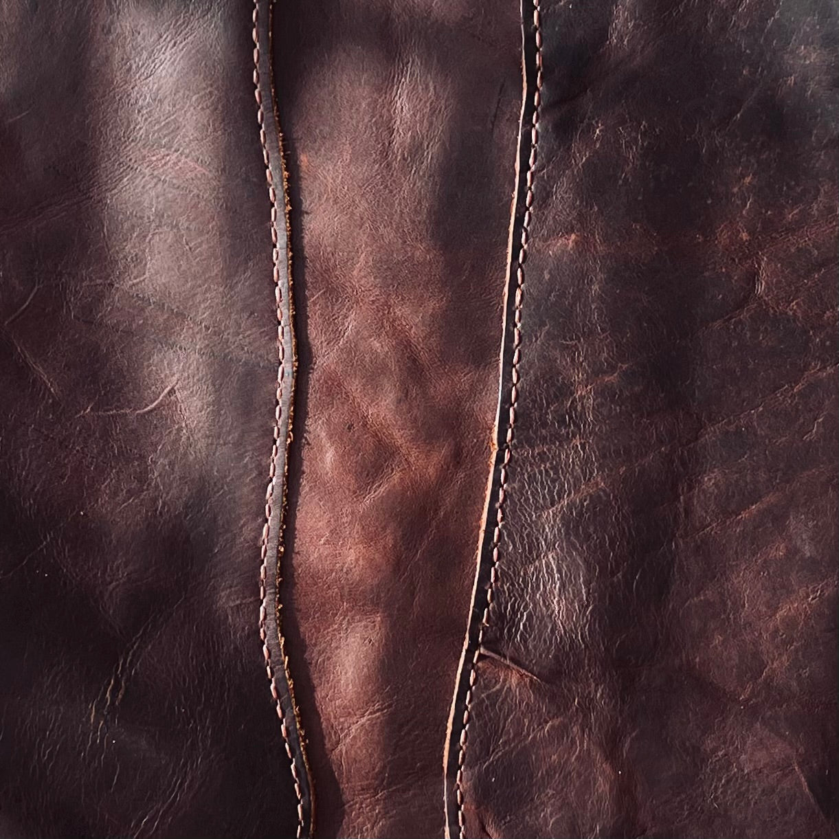 A up close view of the St. John's River Leather Tote Bag in Chestnut