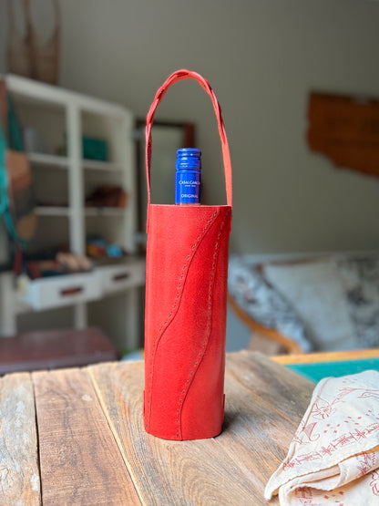 1974 Whiskey & Wine Tote | Handmade Veg-Tan Wine or Bottle Carrier
