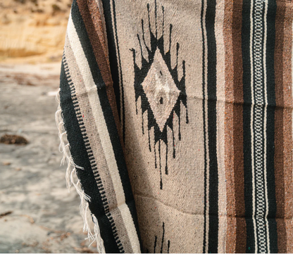 Brown Diamond Wool Mexican Blanket