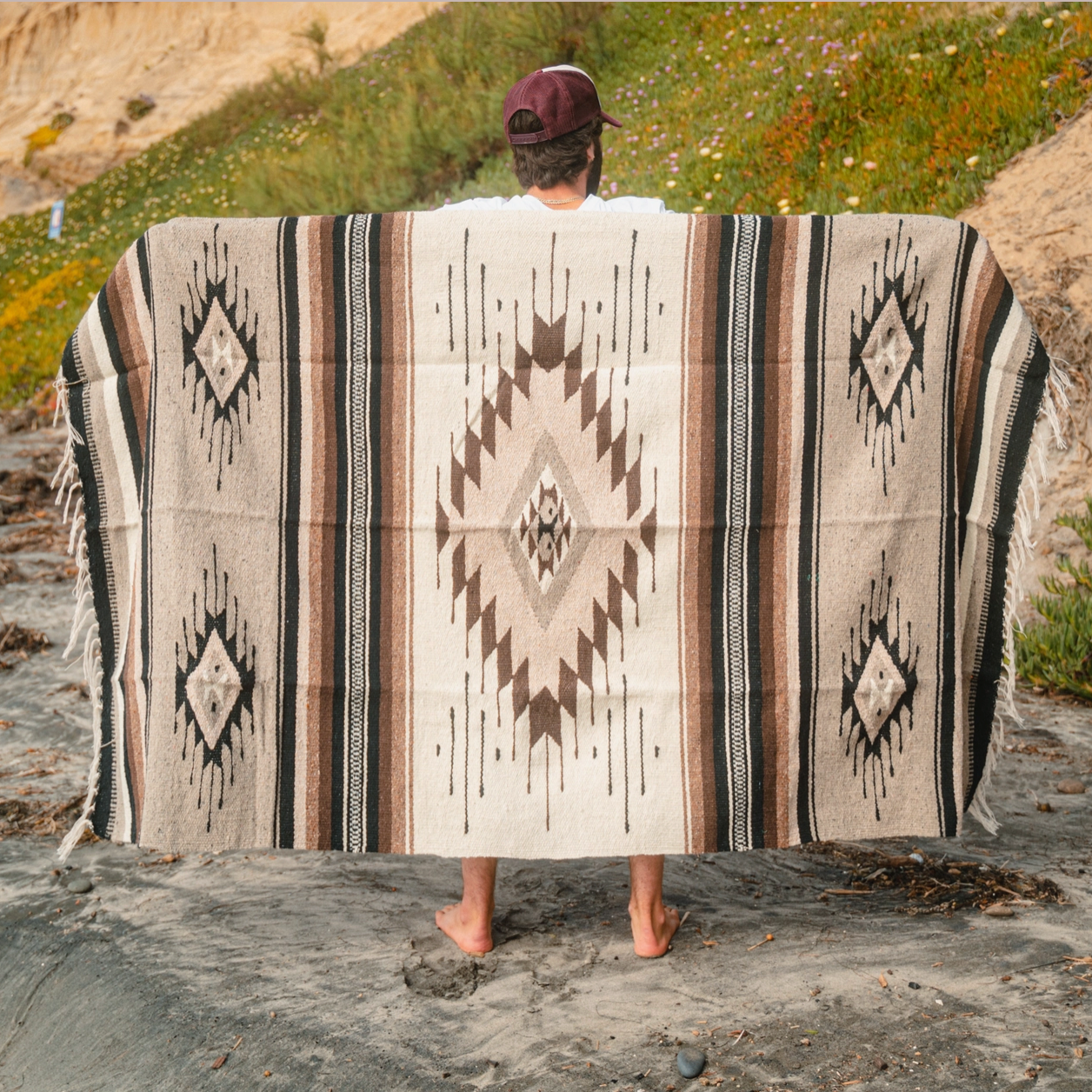 Brown Diamond Wool Mexican Blanket