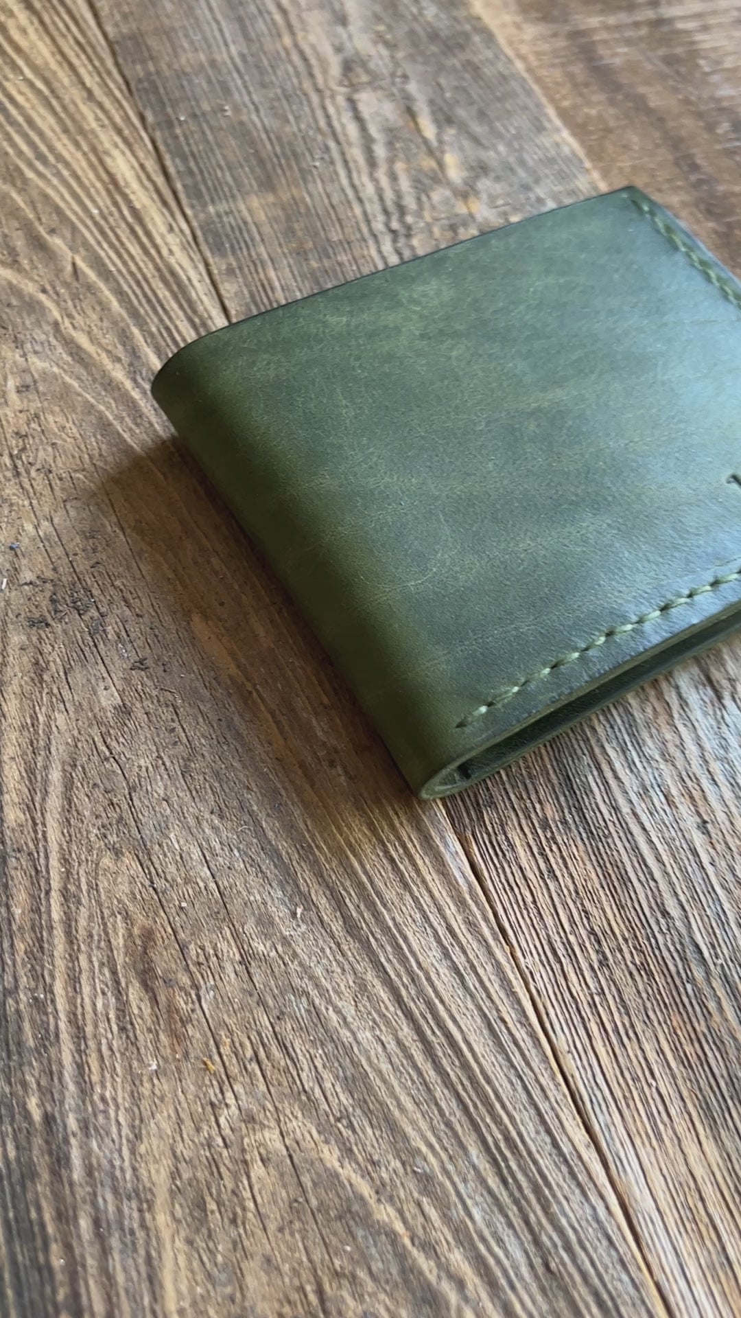 Leather Pocket Purse for Coins and Cards, Olive - Folksy