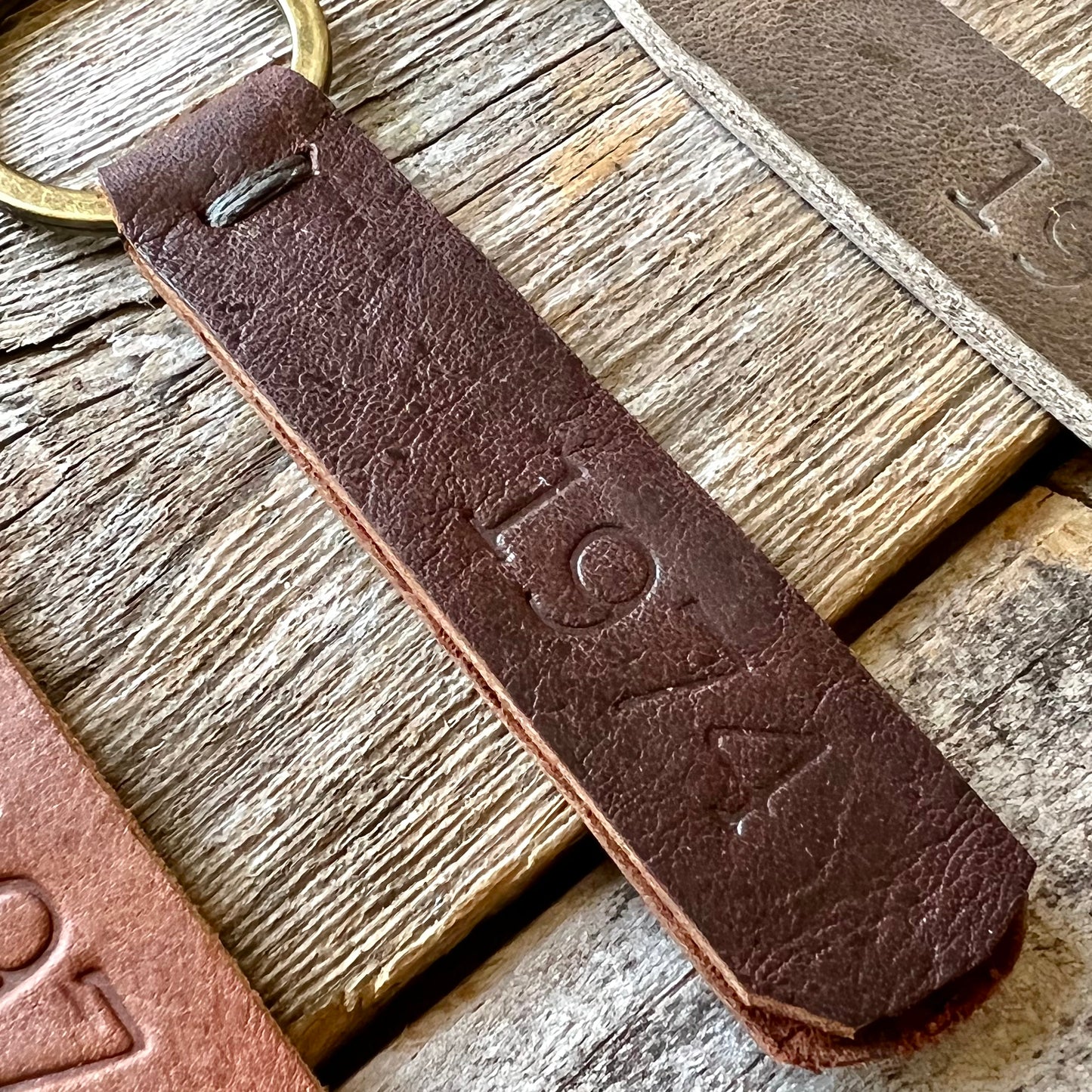1974 Branded Leather Key Fob in Chestnut
