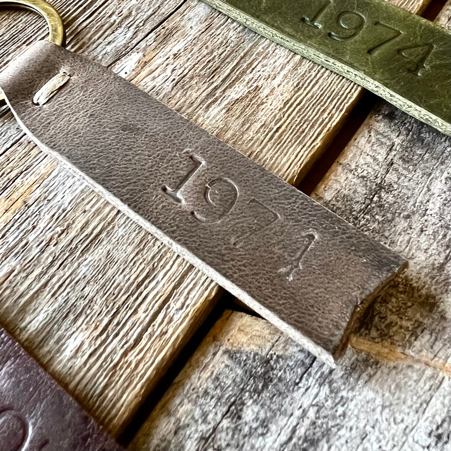 1974 Branded Leather Key Fob in Smoke