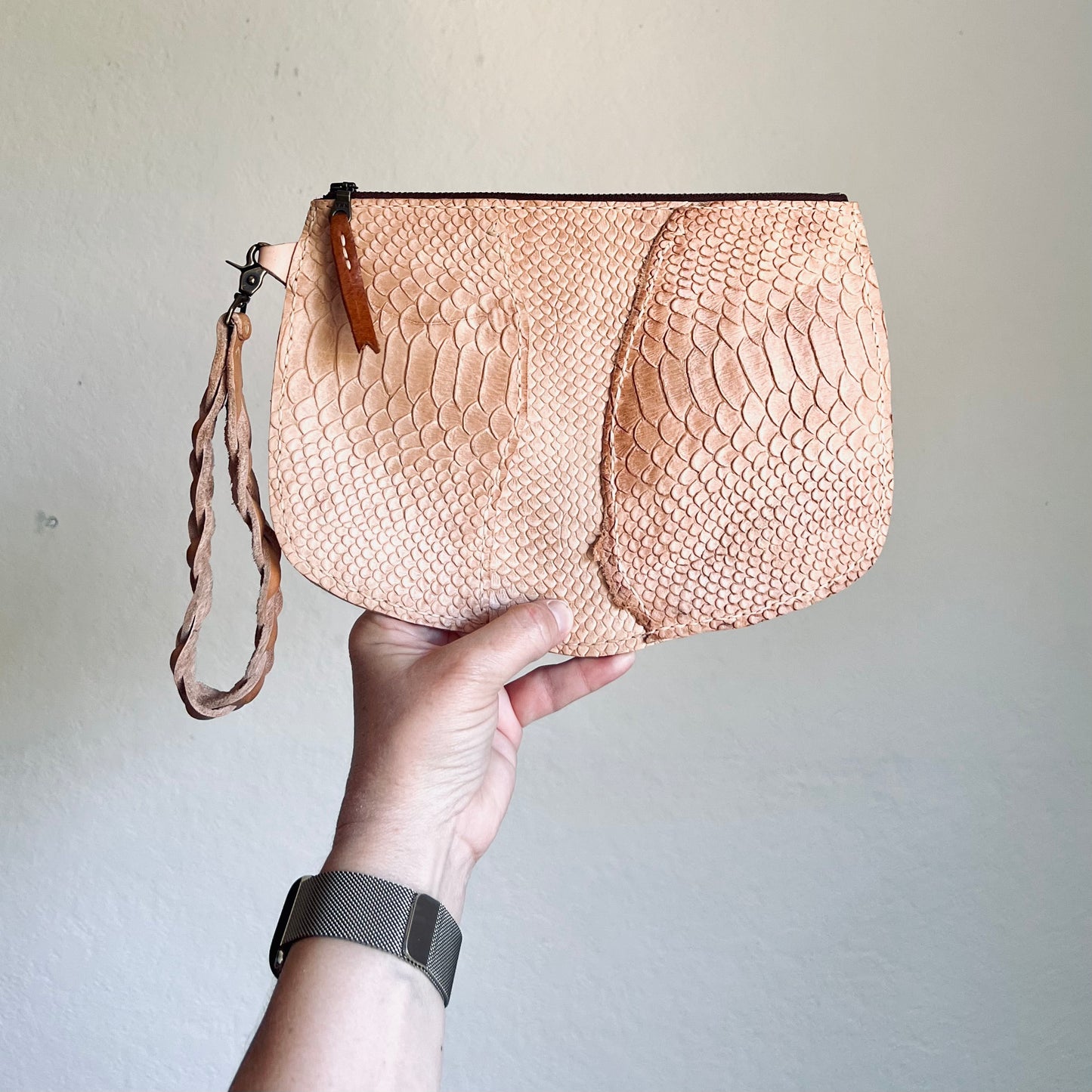 1974 Broad River Leather Wristlet in Boa Embossed 