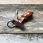 1974 Little River Key Fob in Hickory featuring a small leather branded 1974 tag