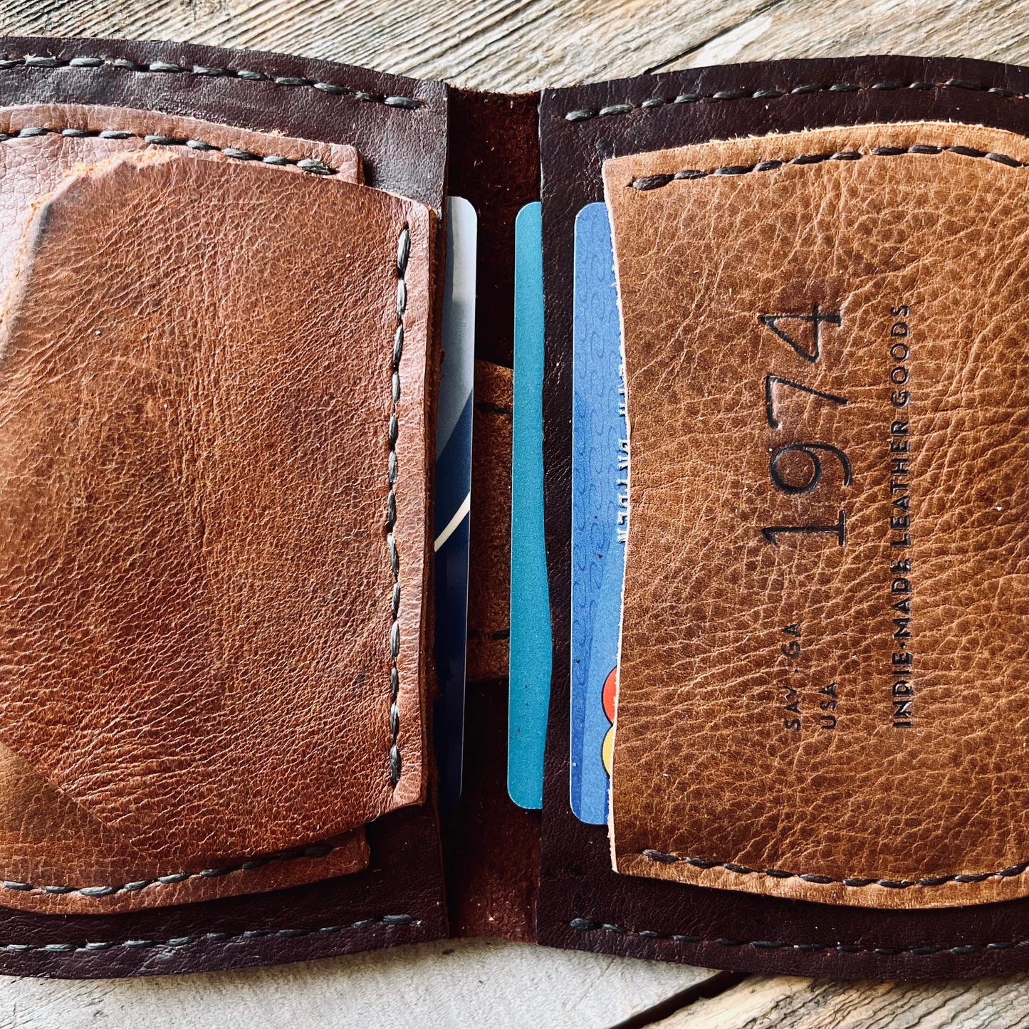 1974 Thames River Leather Wallet in Chestnut & Hickory (RTS)