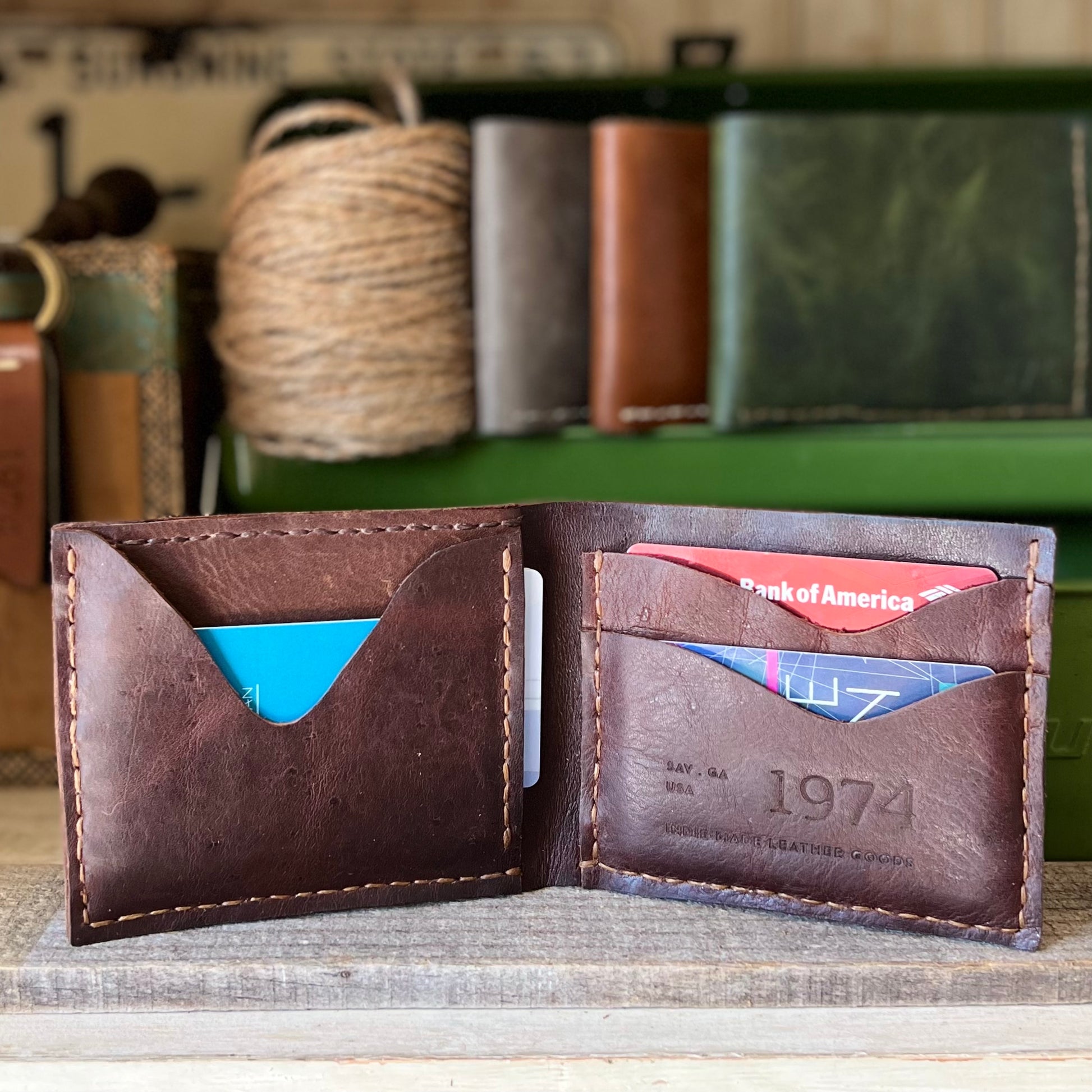 1974 Finnegan Leather Wallet in Chestnut with secret pocket