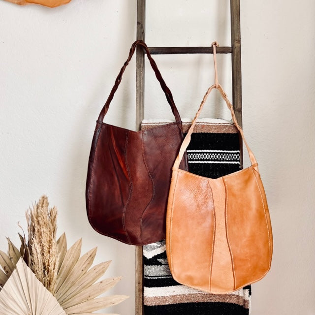 Leather HOBO Bag-Chestnut