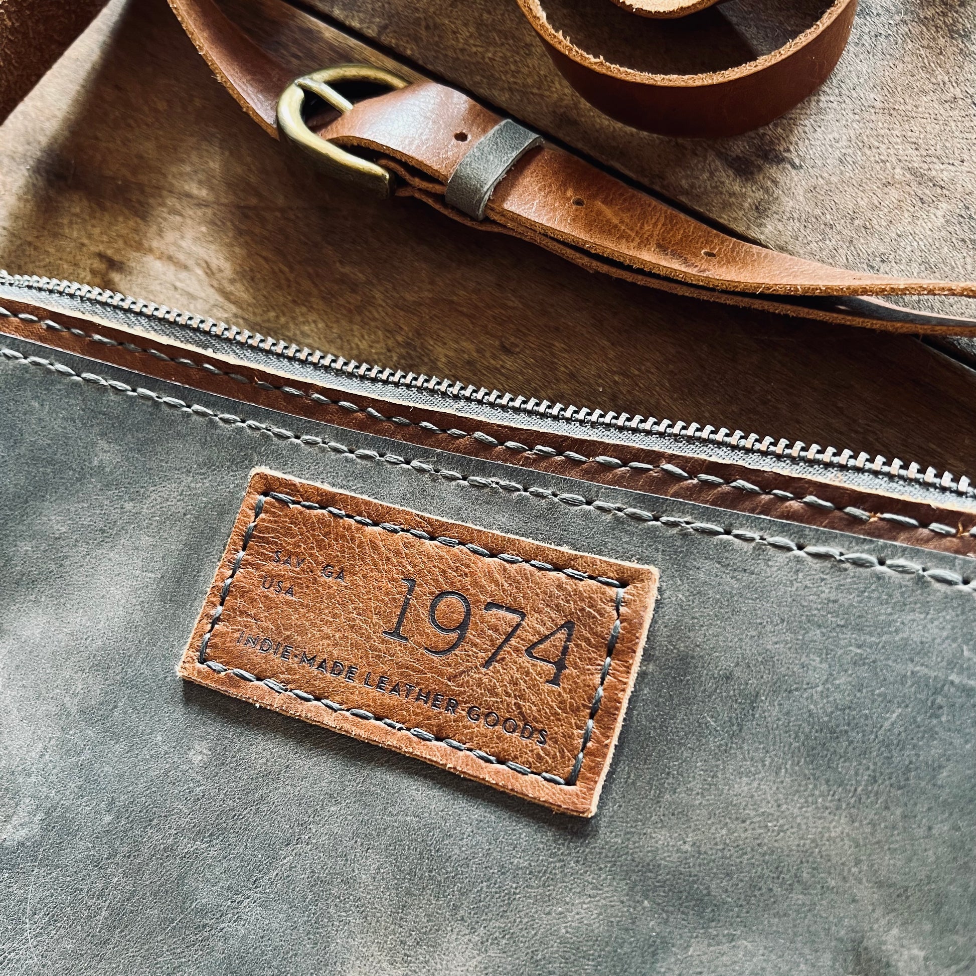 1974 Hudson River Crossbody Bag Branded Leather Tag